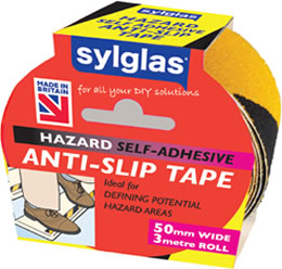 Anti-Slip Hazard Warning Tape - A Self adhesive tape ideal for problem steps, decking or pathways around the house where people can lose their footing. A quick and cost effective solution which could save a slip or trip related accident.